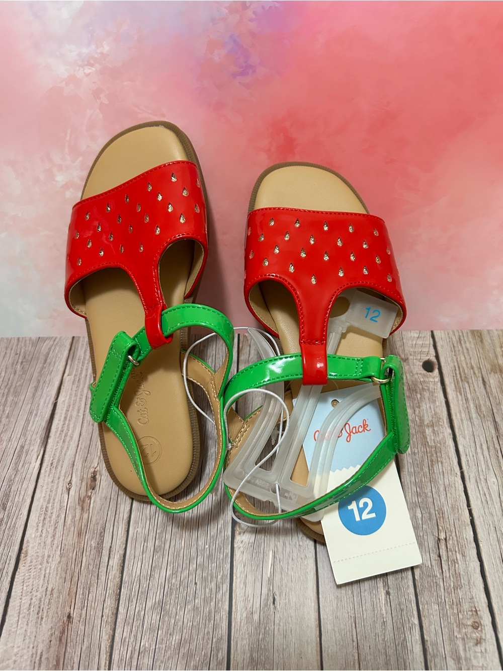 Cat & Jack Red and Green Strawberry Accent Sandals - Girls